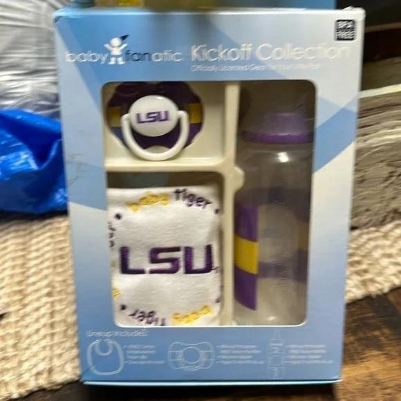 Kick off collection LSU. Pacifier. Bib and bottle new in box - Picture 1 of 5